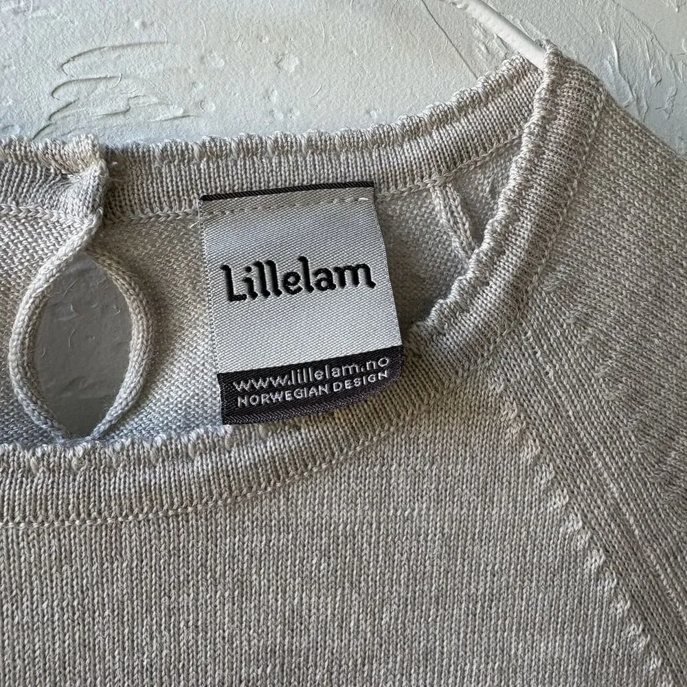Lillelam Girls 100% Merino Wool Beige A-Line Knit Dress Sheep Knee Sz 104/ 4T